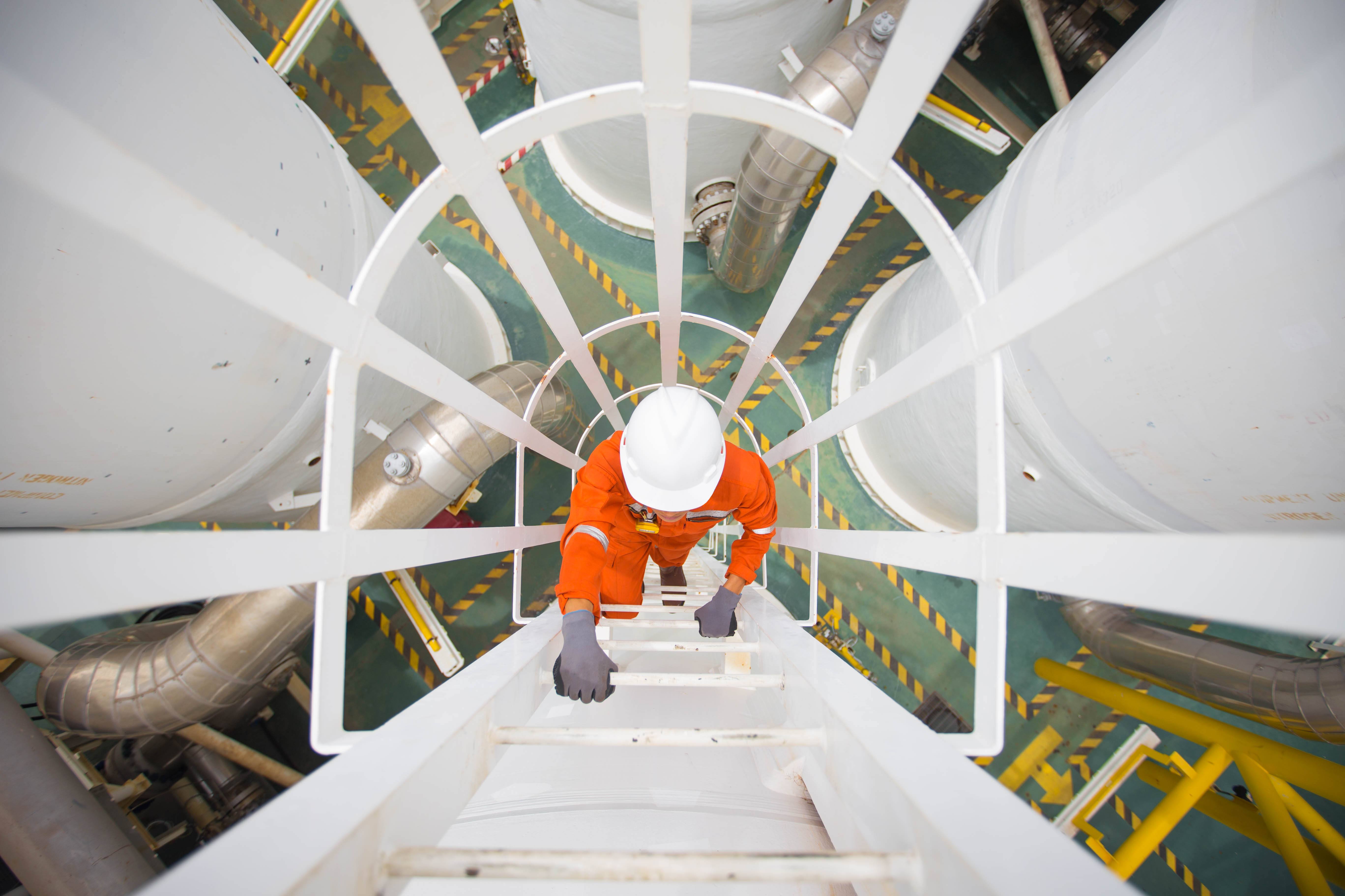 armstrong technician climbing ladder