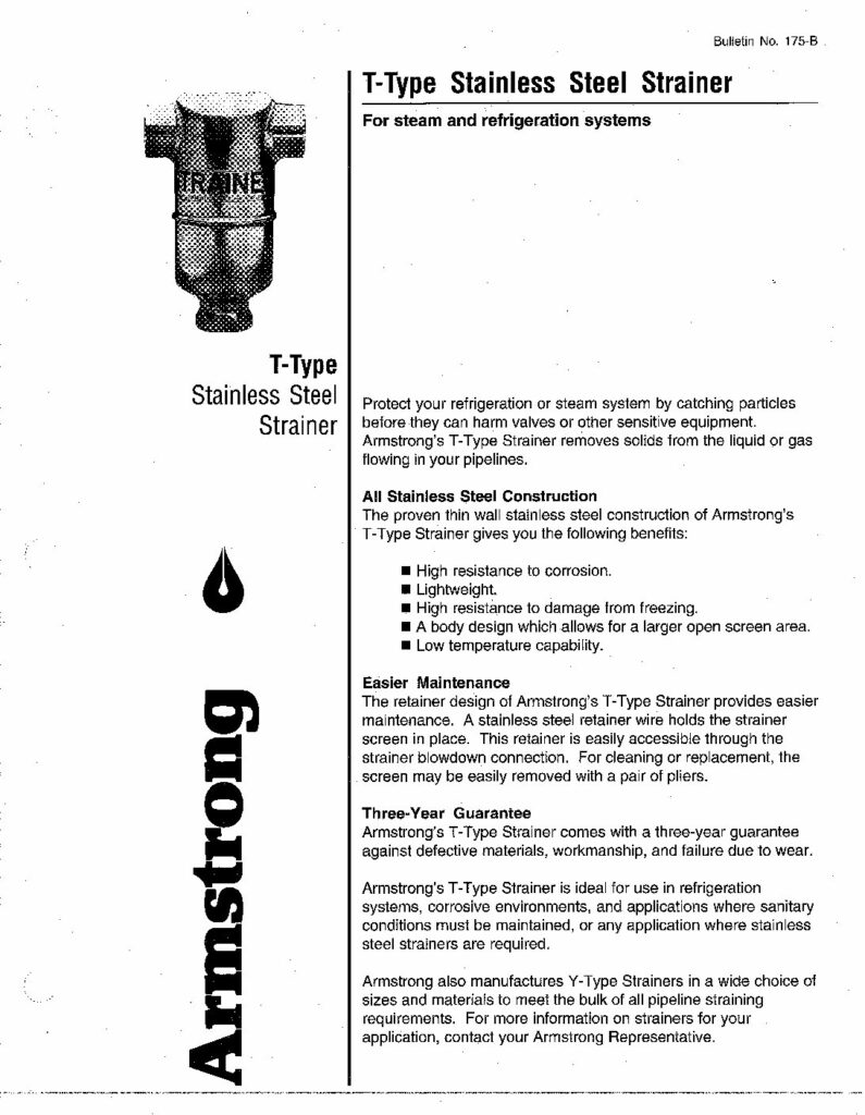 T-Type Stainless Steel Strainers Brochure