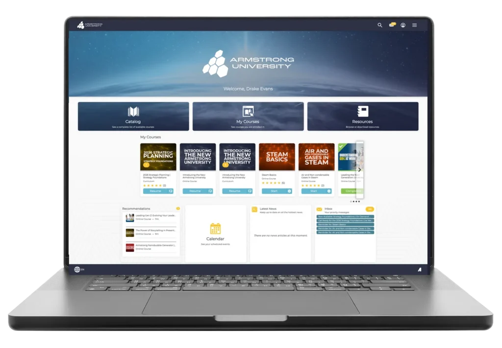 Armstrong University dashboard shown on laptop screen